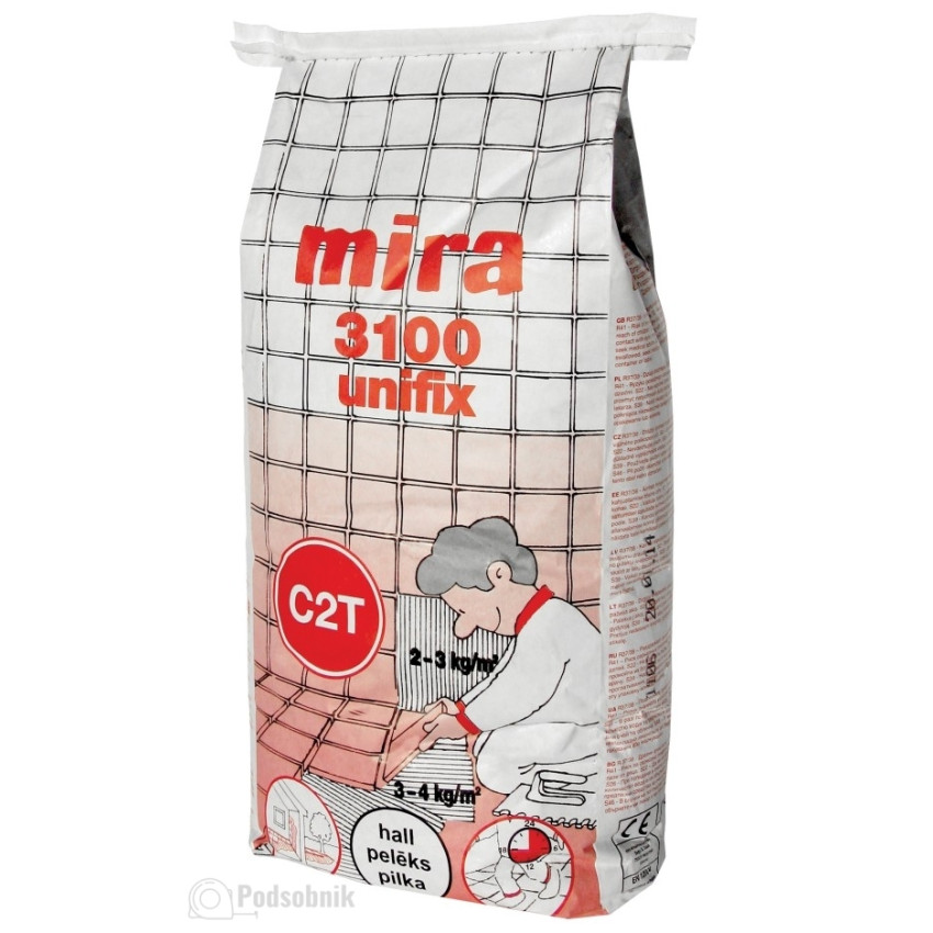Клей для плитки Мира 3100 (Mira 3100 uniflix) 25 кг Клей для плитки Мира 3100 (Mira 3100 uniflix) 25 кг