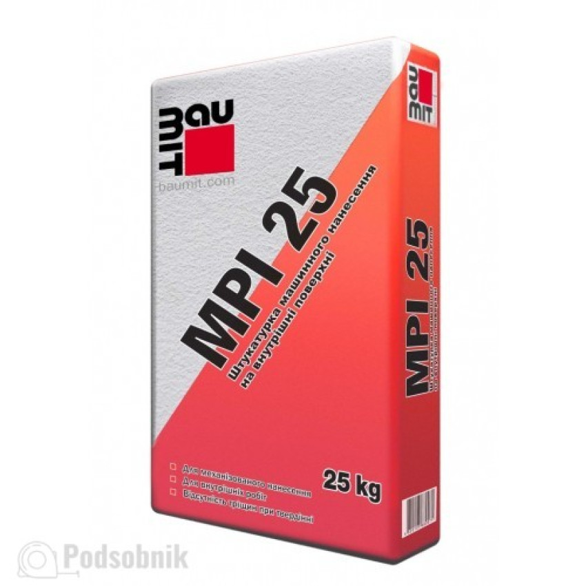 Штукатурка цементно-известковая Баумит МПИ-25 (Baumit MPI-25) 25 кг Штукатурка цементно-известковая Баумит МПИ-25 (Baumit MPI-25) 25 кг