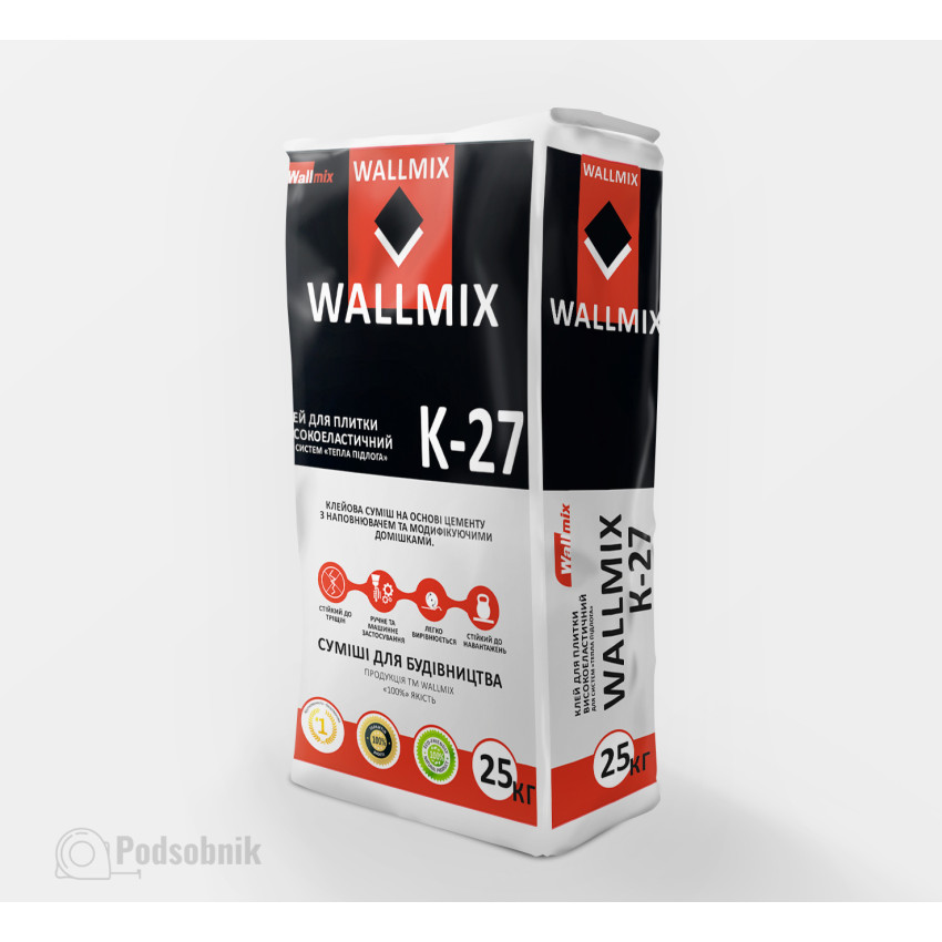 Клей для плитки Волмикс К-27 (Wallmix K-27) 25 кг Клей для плитки Волмикс К-27 (Wallmix K-27) 25 кг